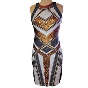 express white and gold dress | Dresses | Express With Belt & Sash